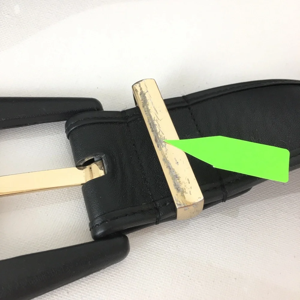 CAbi “Boss” Wide Leather Belt Black Women’s Size M Gold Buckle Preppy Minimalist